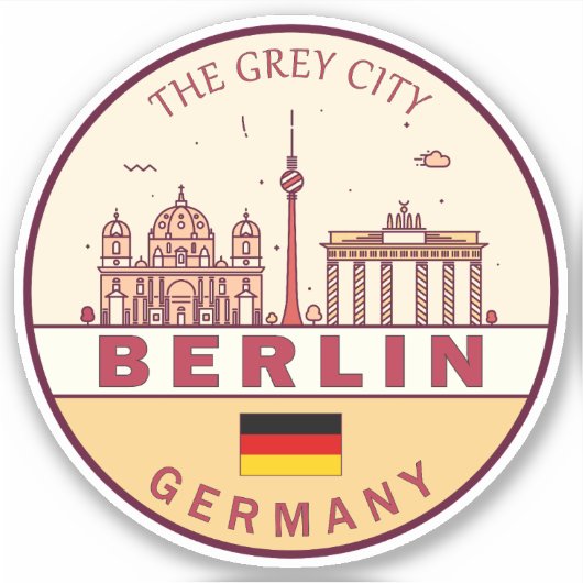 Berlijn Duitsland City Skyline Emblem Sticker (Voorkant)