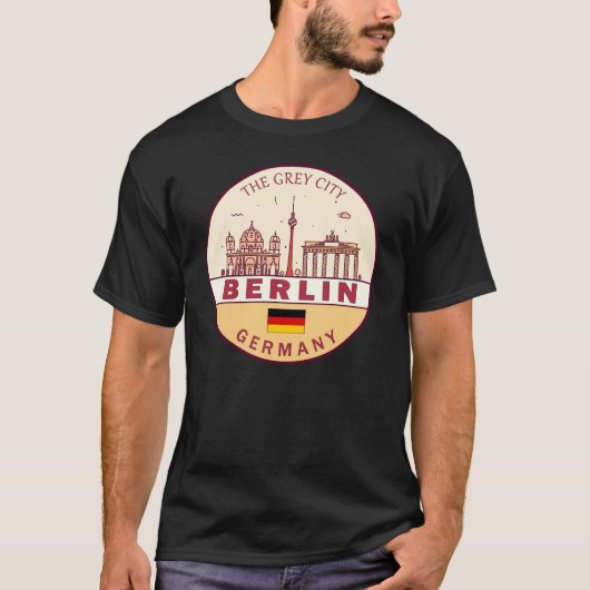 Berlijn Duitsland City Skyline Emblem T-shirt (Voorkant)