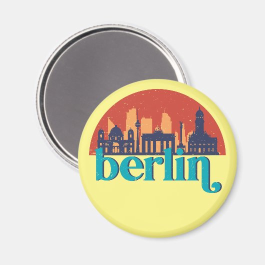 Berlijn Duitsland City Skyline Retro Cityscape Art Magneet (Voorkant / Achterkant)