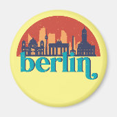 Berlijn Duitsland City Skyline Retro Cityscape Art Magneet (Voorkant)