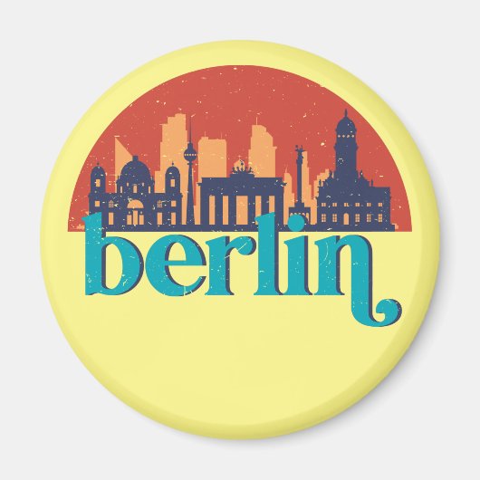 Berlijn Duitsland City Skyline Retro Cityscape Art Magneet (Voorkant)