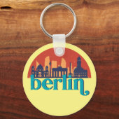 Berlijn Duitsland City Skyline Retro Cityscape Art Sleutelhanger (Voorkant)