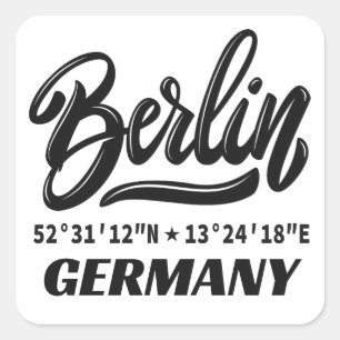 Berlijn Duitsland Coördinaten Vierkante Sticker