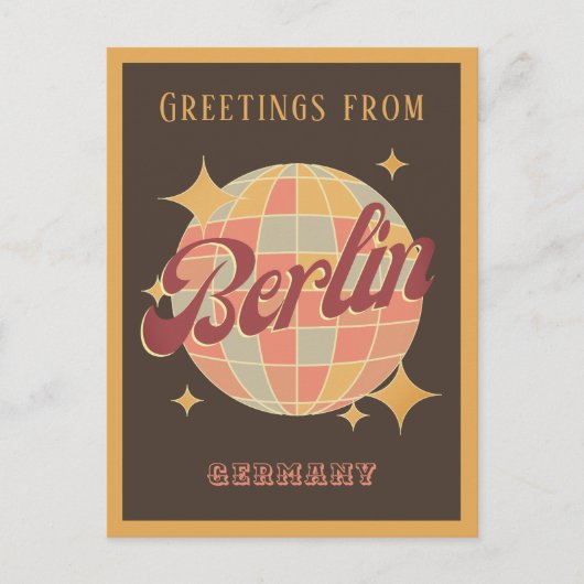Berlijn Duitsland Disco bal Retro  Briefkaart (Voorkant)
