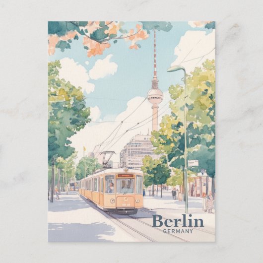 Berlijn Duitsland Gouache Schilderillustratie Reiz Briefkaart (Voorkant)