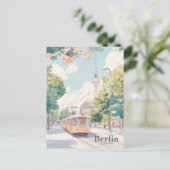 Berlijn Duitsland Gouache Schilderillustratie Reiz Briefkaart (Staand voorkant)