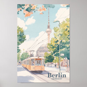 Berlijn Duitsland Gouache Verf Illustratie Reizen  Poster