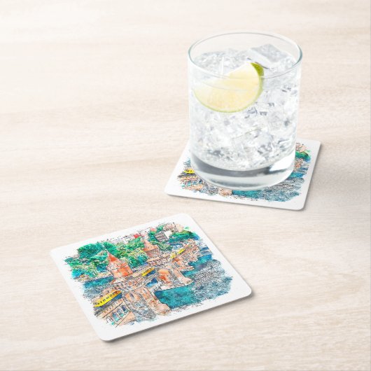 berlijn duitsland hand getrokken Waterverf schets Kartonnen Onderzetters (Insitu)