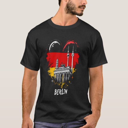 Berlijn Duitsland Hart Vlag T-shirt (Voorkant)