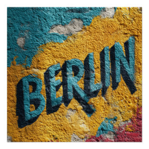 Berlijn Duitsland Levendig Straatgraffiti Vintage Perfect Poster