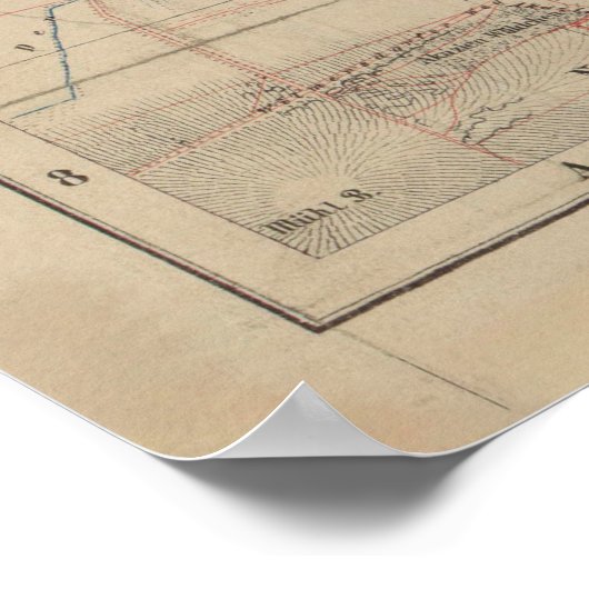  Berlijn Duitsland Map (1883) Poster (Hoek)