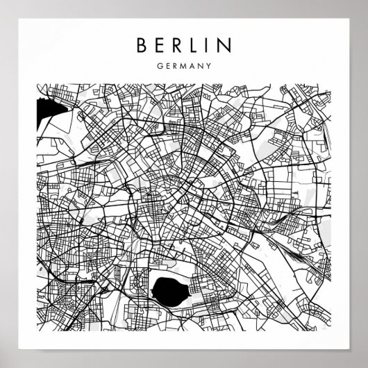 Berlijn Duitsland Minimale Modern Street Map Poster (Voorkant)