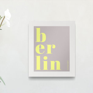 Berlijn Duitsland moderne typografie geel grijs Poster
