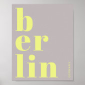 Berlijn Duitsland moderne typografie geel grijs Poster (Voorkant)