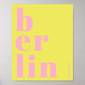 Berlijn Duitsland moderne typografie geel roze Poster (Voorkant)