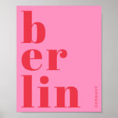 Berlijn Duitsland moderne typografie roze rood Poster (Voorkant)
