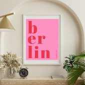 Berlijn Duitsland moderne typografie roze rood Poster