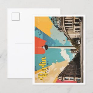 Berlijn Duitsland Pop Art Travel Illustration Briefkaart
