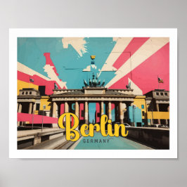 Berlijn Duitsland Pop Art Travel Illustration Poster