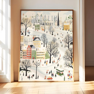Berlijn Duitsland Poster Kunstprint, Bekende Stad