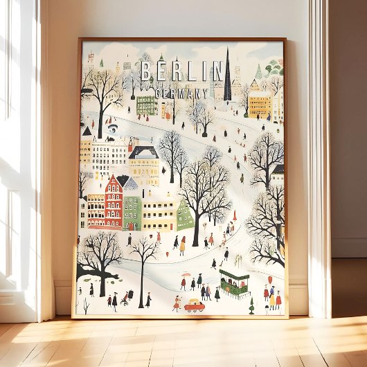 Berlijn Duitsland Poster Kunstprint, Bekende Stad