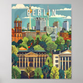 Berlijn Duitsland Poster Kunstprint, Stad Retro Vi (Voorkant)
