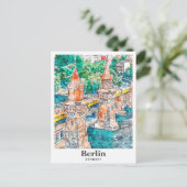 Berlijn Duitsland Reizen Waterverf Hand getekend Briefkaart (Staand voorkant)