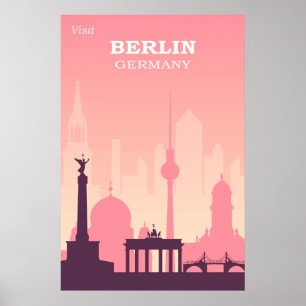 Berlijn Duitsland - Roze Vintage-reis Poster