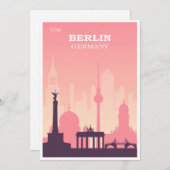 Berlijn Duitsland Roze Vintage-reiskaart (Voorkant / Achterkant)