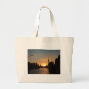 Berlijn Duitsland Silhouet Nacht Ansichtkaart Fern Grote Tote Bag
