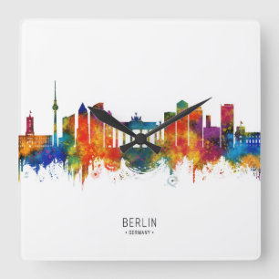 Berlijn Duitsland Silhouet Vierkante Klok