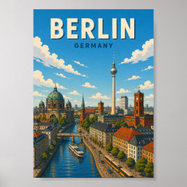 Berlijn Duitsland Silhouette Televisietoren Stadsg Poster