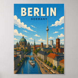 Berlijn Duitsland Silhouette Televisietoren Stadsg Poster