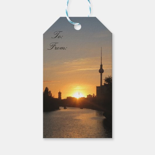 Berlijn Duitsland Skyline Night Fernsehturm Cadeaulabel (Voorkant)
