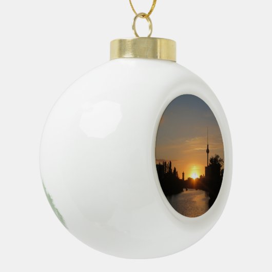Berlijn Duitsland Skyline Night Fernsehturm Keramische Bal Ornament (Links)