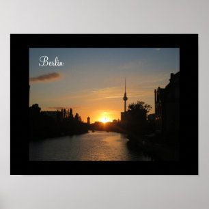 Berlijn Duitsland Skyline Night Poster Fernsehturm