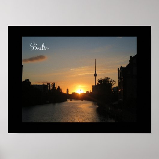 Berlijn Duitsland Skyline Night Poster Fernsehturm (Voorkant)
