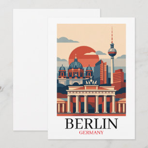 Berlijn Duitsland Stad Silhouet – Minimalistische  Kaart
