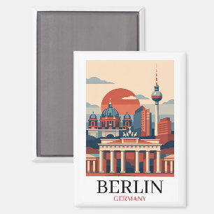 Berlijn Duitsland Stad Silhouet – Minimalistische Magneet