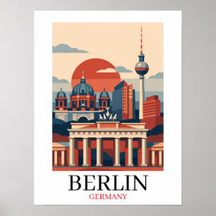 Berlijn Duitsland Stad Silhouet – Minimalistische  Poster