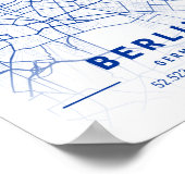 Berlijn Duitsland - Stadskaartblauw Poster (Hoek)