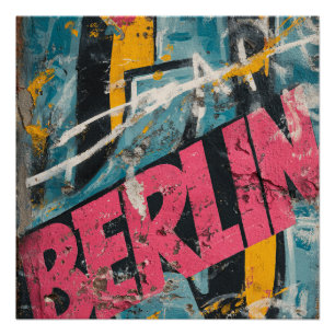 Berlijn Duitsland Straatkunst Vintage Reis Perfect Poster
