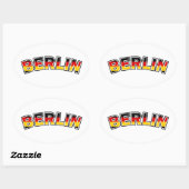 Berlijn, Duitsland, tekst met Duitse vlag Ovale Sticker (Vel)