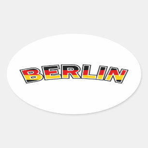 Berlijn, Duitsland, tekst met Duitse vlag Ovale Sticker