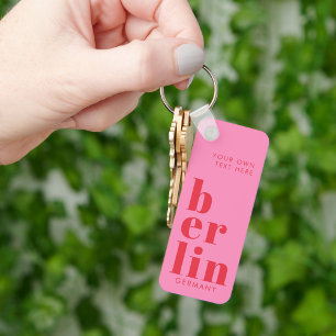 Berlijn Duitsland typografie roze rood Sleutelhanger