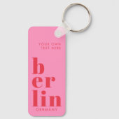 Berlijn Duitsland typografie roze rood Sleutelhanger (Achterkant)