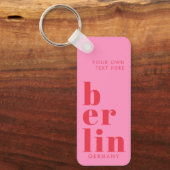 Berlijn Duitsland typografie roze rood Sleutelhanger (Voorkant)