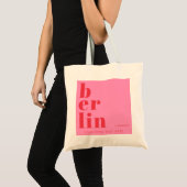 Berlijn Duitsland typografie roze rood Tote Bag (Voorkant (product))