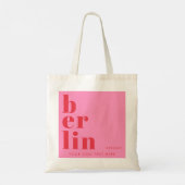 Berlijn Duitsland typografie roze rood Tote Bag (Achterkant)