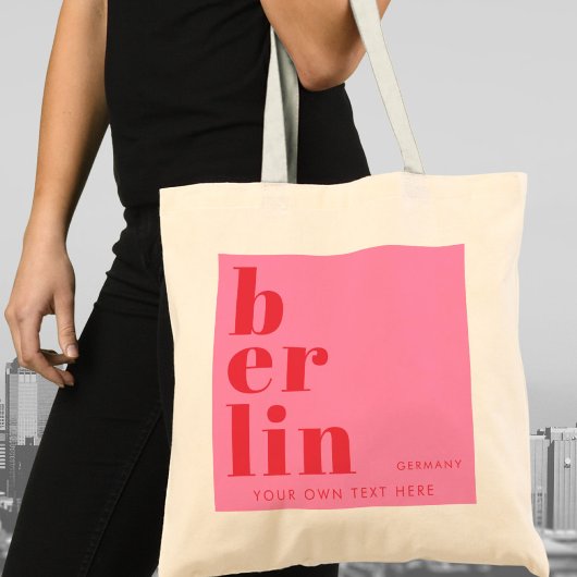 Berlijn Duitsland typografie roze rood Tote Bag